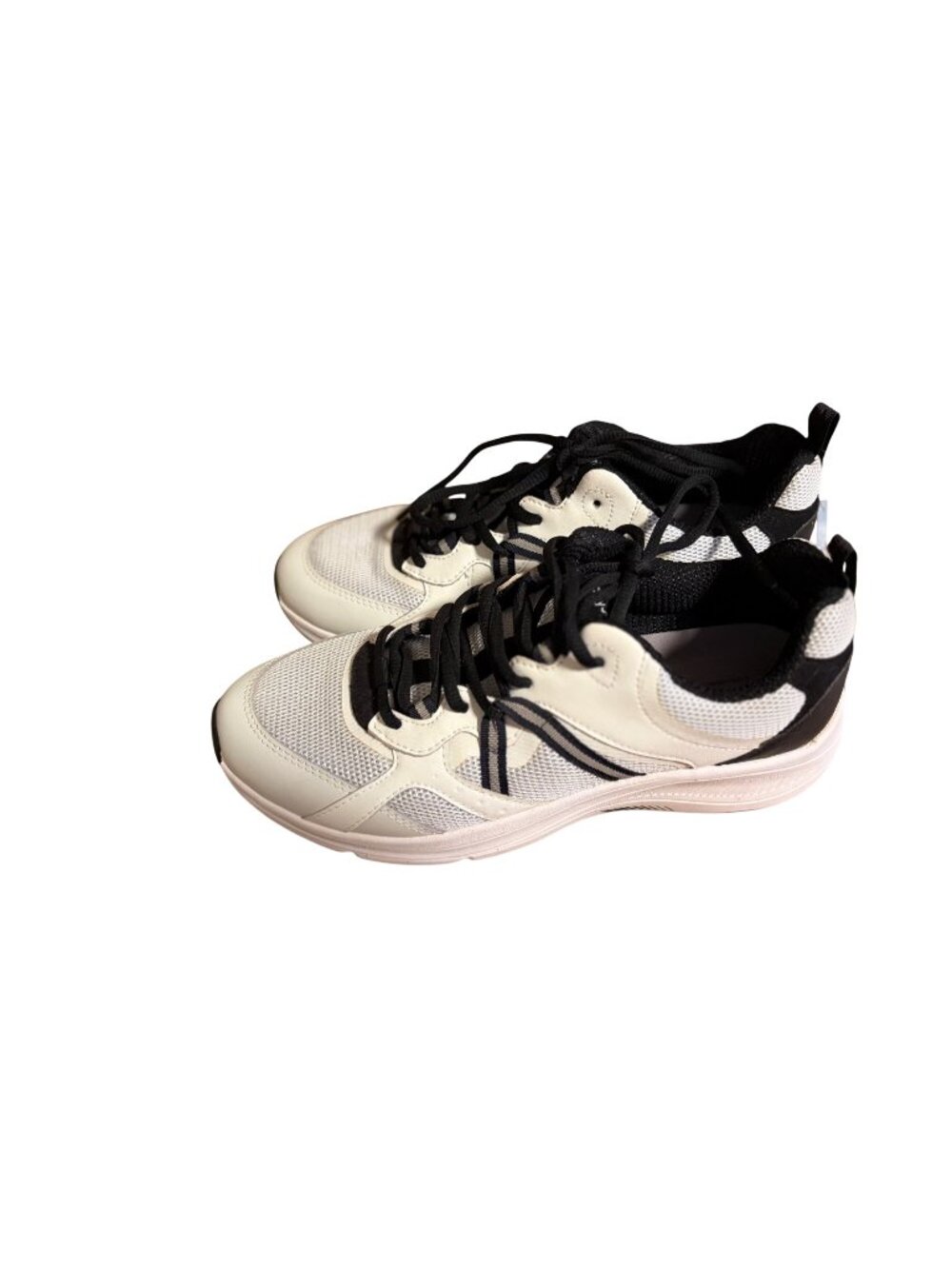 Easy Spirit Womens Size 8.5 White Black Lace Tie Up Sneaker Shoes Cushioning Sys